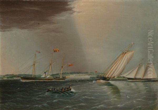 View Of Match Race Between Schooner Yachts "america" And "alarm", Cowes, August 5, 1860 - view 1