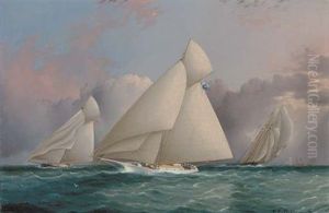 Yacht "sappho" Beating To Windward by James Edward Buttersworth