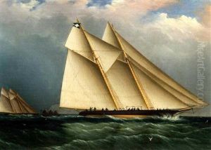 Dauntless And Sappho Off The Needles, Isle Of Wight by James Edward Buttersworth