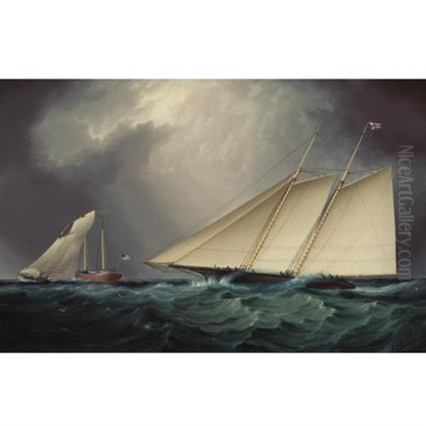 Columbia Vs. Livonia, Racing Off Sandy Hook - view 1