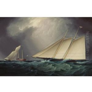 Columbia Vs. Livonia, Racing Off Sandy Hook by James Edward Buttersworth