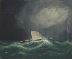 The Yacht "naiad Queen" Capt. J.g. Lovel, In A Gale On Long Island Sound, Aug. 5th 1847 by James Edward Buttersworth