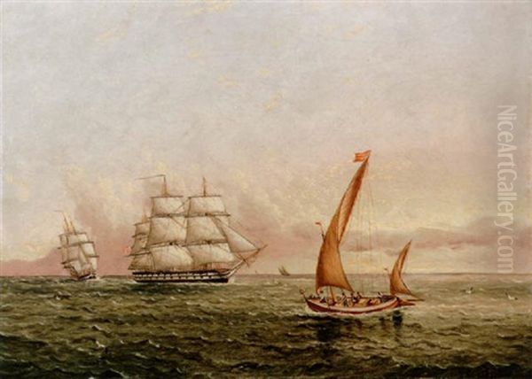 The American Ship "independence" Off The Coast Of Algiers With A Spanish Chebec In The Foreground - view 1