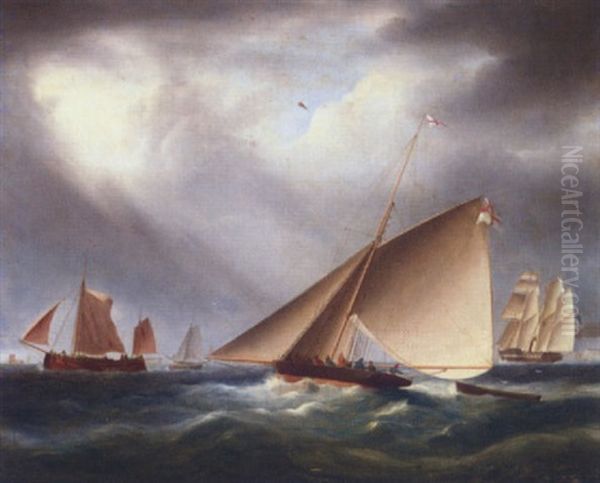 A Cutter, A Barge And A Paddle-steamer Off The Coast - view 1