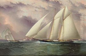 Schooner Racing Off New York Harbor by James Edward Buttersworth