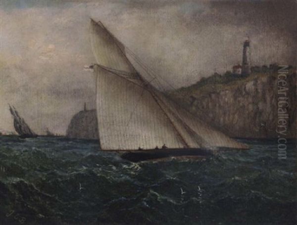 A Racing Cutter Tacking Inshore - view 1