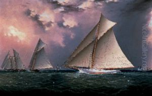 "mischief" And "gracie", America's Cup Trial Race by James Edward Buttersworth