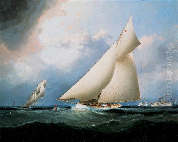 "puritan" Leading "genesta", America's Cup 1885 - view 1