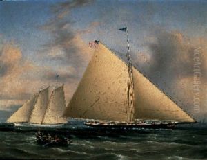 The Sloop "maria" Racing The Schooner Yacht "america"