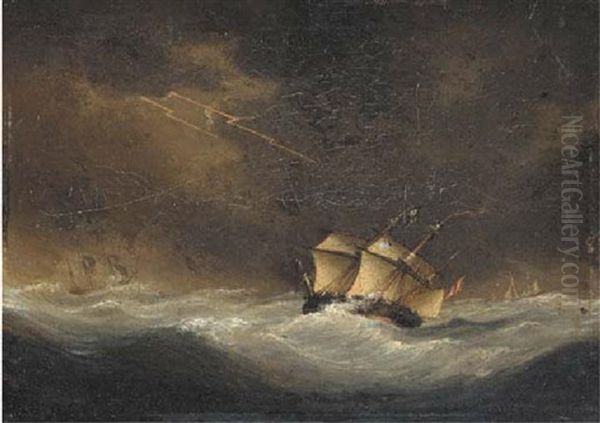 A Battle Scene On Stormy Seas - view 1
