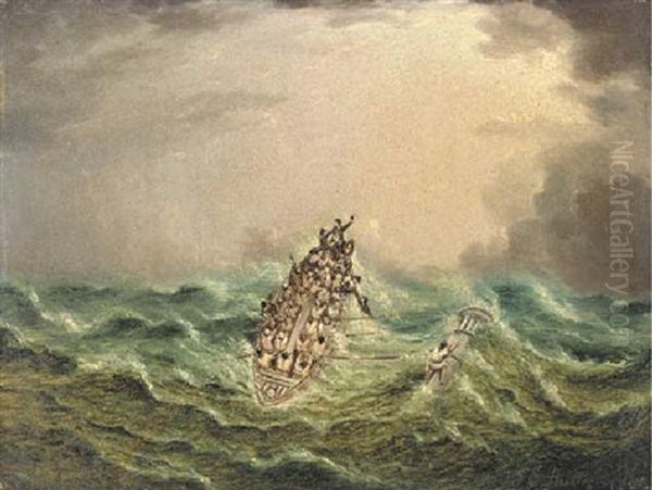 Lifeboat In A Stormy Sea - view 1
