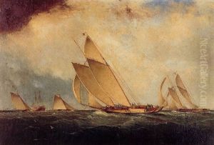 Yacht Race Off Sandy Hook Lightship by James Edward Buttersworth