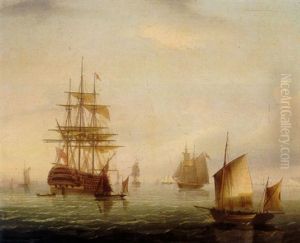 Sailing Vessels Off A Coastline by James Edward Buttersworth
