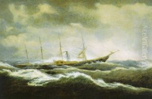Steamship Charging Through Rough Waters by James Edward Buttersworth