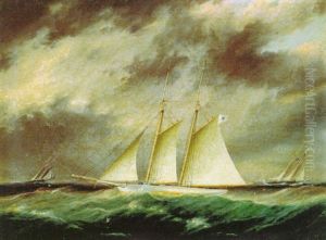 Schooners In Rough Seas by James Edward Buttersworth