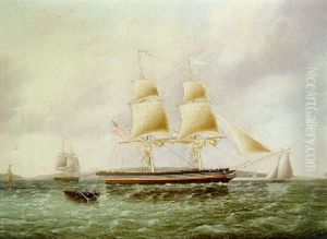 American Brig Off New York by James Edward Buttersworth