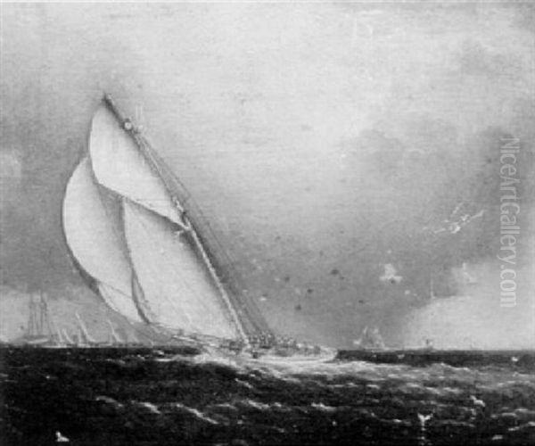 The "volunteer" Taking The Lead Round The Light Ship " Sandy Hook" - view 1