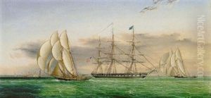 Ships Off Castle Garden by James Edward Buttersworth