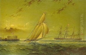English Steamer Off Staten Island by James Edward Buttersworth