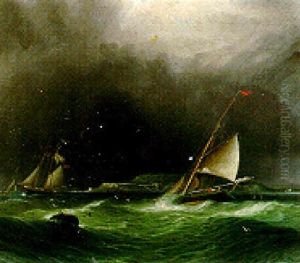 Ships Tossed By Rough Seas by James Edward Buttersworth