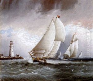 Yacht Race Near Lighthouse