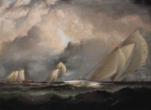 'gracie', 'vision', And 'cornelia' Rounding Sandy Hook In Ny Yacht Club Regatta - view 1