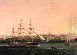 The 'edward O'brien' Entering Port by James Edward Buttersworth