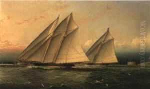 Yacht Race Off Battery, New York Harbor by James Edward Buttersworth