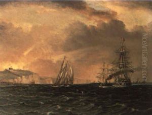 Shipping Off Dover, England by James Edward Buttersworth