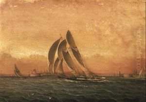 In Full Sail, New York Harbor by James Edward Buttersworth