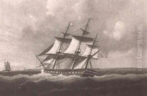 English Frigate Apoproaching Shore by James Edward Buttersworth