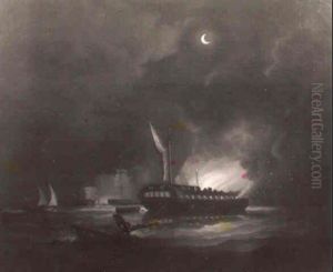 Night Time Battle Scene by James Edward Buttersworth