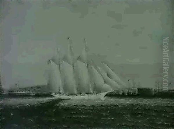 An American Schooner Off The Battery, New York Harbour - view 1