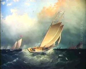 Racing In Strong Winds by James Edward Buttersworth