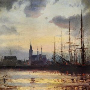 Evening In The Harbour by Ioannis (Jean H.) Altamura