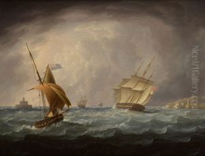 A Ship Of The Line Headed Out With The Fleet by Thomas Buttersworth