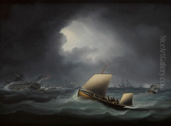 An Easterly Gale, A Lugger In A Squall - view 1
