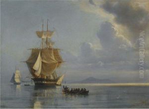 Frigate On Calm Waters by Ioannis (Jean H.) Altamura