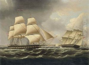 An Austrian Frigate In Two Positions Off The Harbour At Cadiz