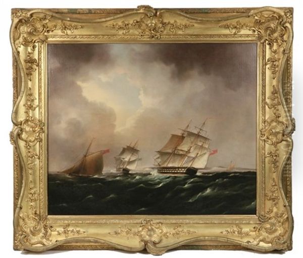English Man Of War Forming Up In The Straits Of Dover - view 1