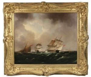 English Man Of War Forming Up In The Straits Of Dover by Thomas Buttersworth