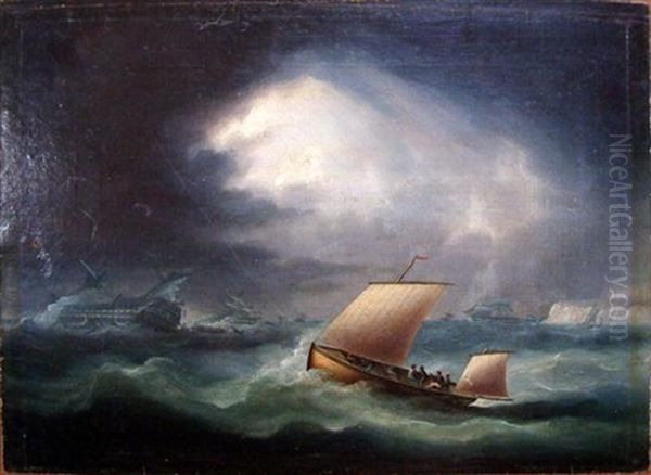 An Easterly Gale In The Downs, With A Deal Galley Sailing To Render Assitance To A Large Ship On The Goodwin Sands - view 1