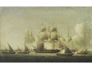 A Pair Of Naval Scenes Depicting The Fight Of The Ranger by Thomas Buttersworth