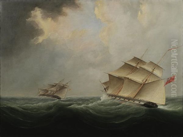 A Naval Brig Pursuing Another - view 1