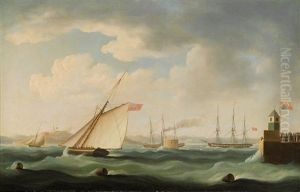 The Arrival Of George Iv In The Royal George Off Leith Harbor, Scotland by Thomas Buttersworth