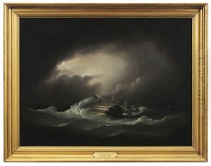 A Third Rate Man Of War Dismasted In A Storm by Thomas Buttersworth
