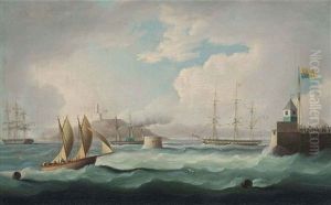 The Arrival Of H.m. King George Iv In The Firth Of Forth, On 14th August, Aboard H.m.y. Royal George, Accompanied By The Royal Flotilla, For The First Visit Of A Reigning Monarch To Scotland Since 1650 by Thomas Buttersworth