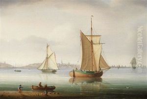 A Barge And Other Shipping Off Hoorn by Thomas Buttersworth