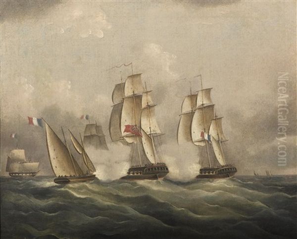 Battle At Sea: A British Frigate Under Attack By The French Fleet - view 1