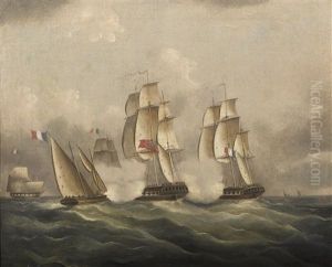 Battle At Sea: A British Frigate Under Attack By The French Fleet Battle At Sea: A British Frigate Under Attack By The French Fleet